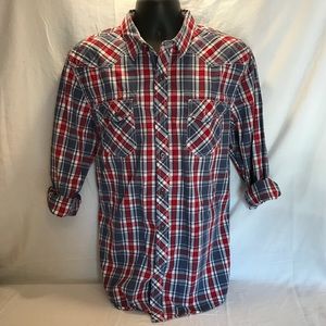 American Rag red/navy plaid shirt, LIKE NEW!